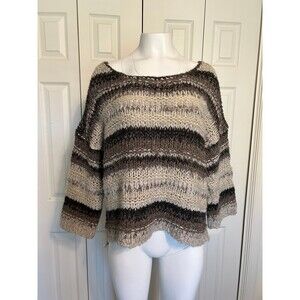 Free People Scoop Neck Oversize Striped Slouchy Sweater Size XS